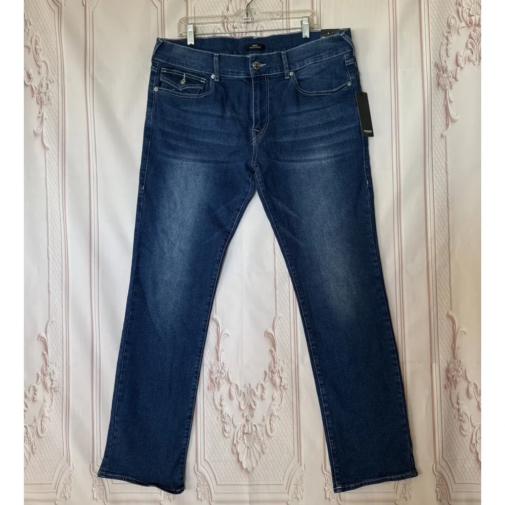 NWT True Religion Jeans Size 36x32 Ricky Flap Relaxed Straight Denim $159